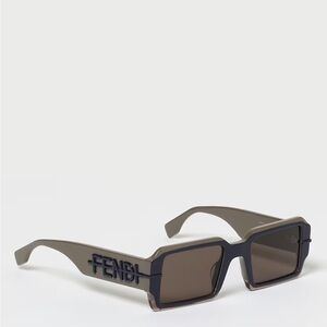 Fendi Gray and Blue Geometric Sunglasses Authentic with box, case, and dusty